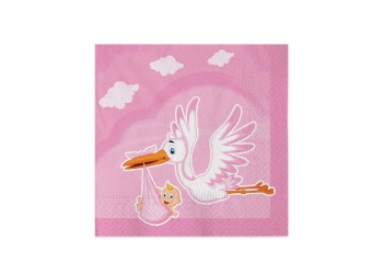 20 TOVAGLIOLI 25X25 CICOGNA ROSA