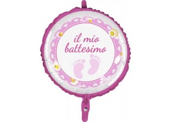 PALLONCINO FOIL 18" BATTESIMO ROSA CM.45