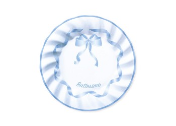 8 PIATTI CM.25 BATTESIMO CELESTE