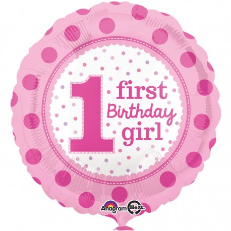 PALLONCINO FOIL FIRST BDAY ROSA