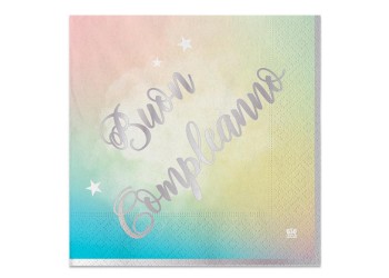 20 TOVAGLIOLI 33X33 BUON COMPLEANNO RAINBOW