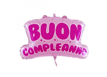 PALLONCINO SUPER SHAPE BUON COMPLEANNO ROSA CM. 74