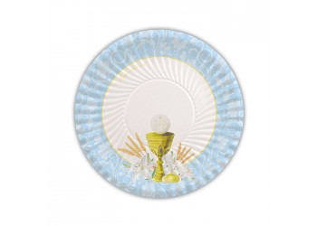 10 PIATTI CM. 18 COMUNIONE CELESTE