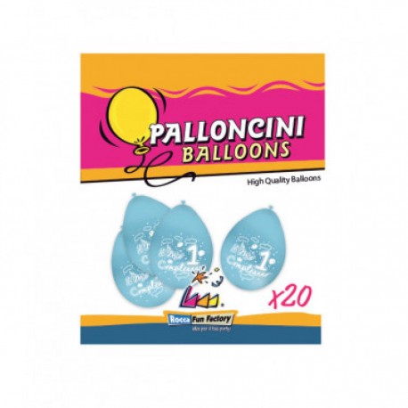 20 PALLONCINI 9" PRIMO COMPLEANNO CELESTE