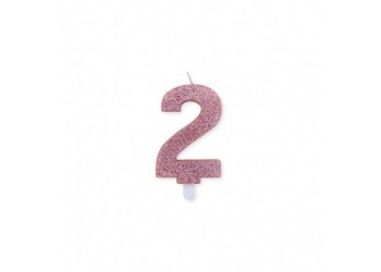 CANDELA NUMERALE GLITTER ORO ROSA