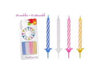 CANDELE STELO PZ.24 E 24 SOTTOCANDELA COLORATE