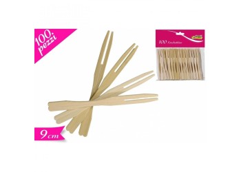 SET 100 FORCHETTINE LEGNO CM.9