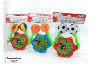SET 3 STRUMENTI MARACAS E TAMBURO