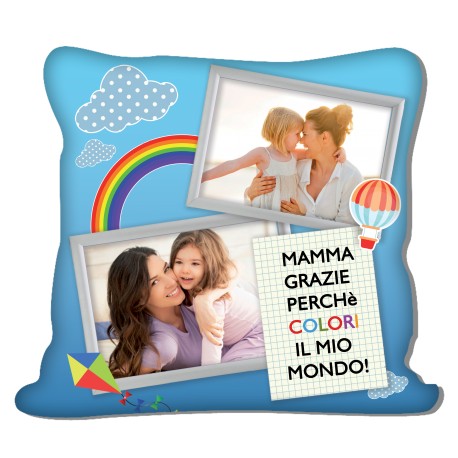 Cuscino personalizzato arcobaleno mamma